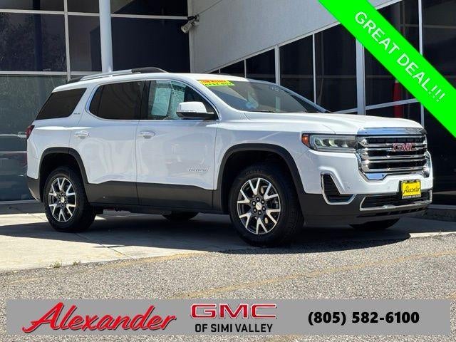 2023 GMC Acadia SLE in Summit White — front three-quarter view