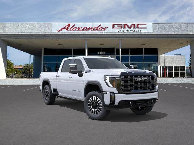 2026 GMC Sierra 2500 HD Denali Ultimate in Glacier White Tricoat — front three-quarter view