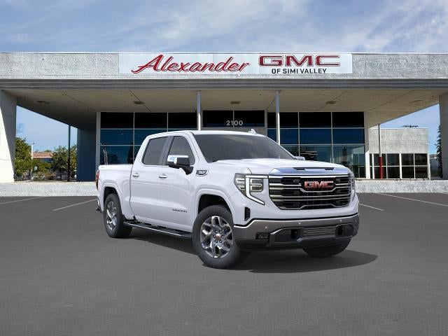 2026 GMC Sierra 1500 SLT in Glacier White Tricoat — front three-quarter view