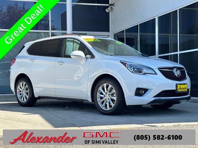 2019 Buick Envision Essence in Summit White — front three-quarter view
